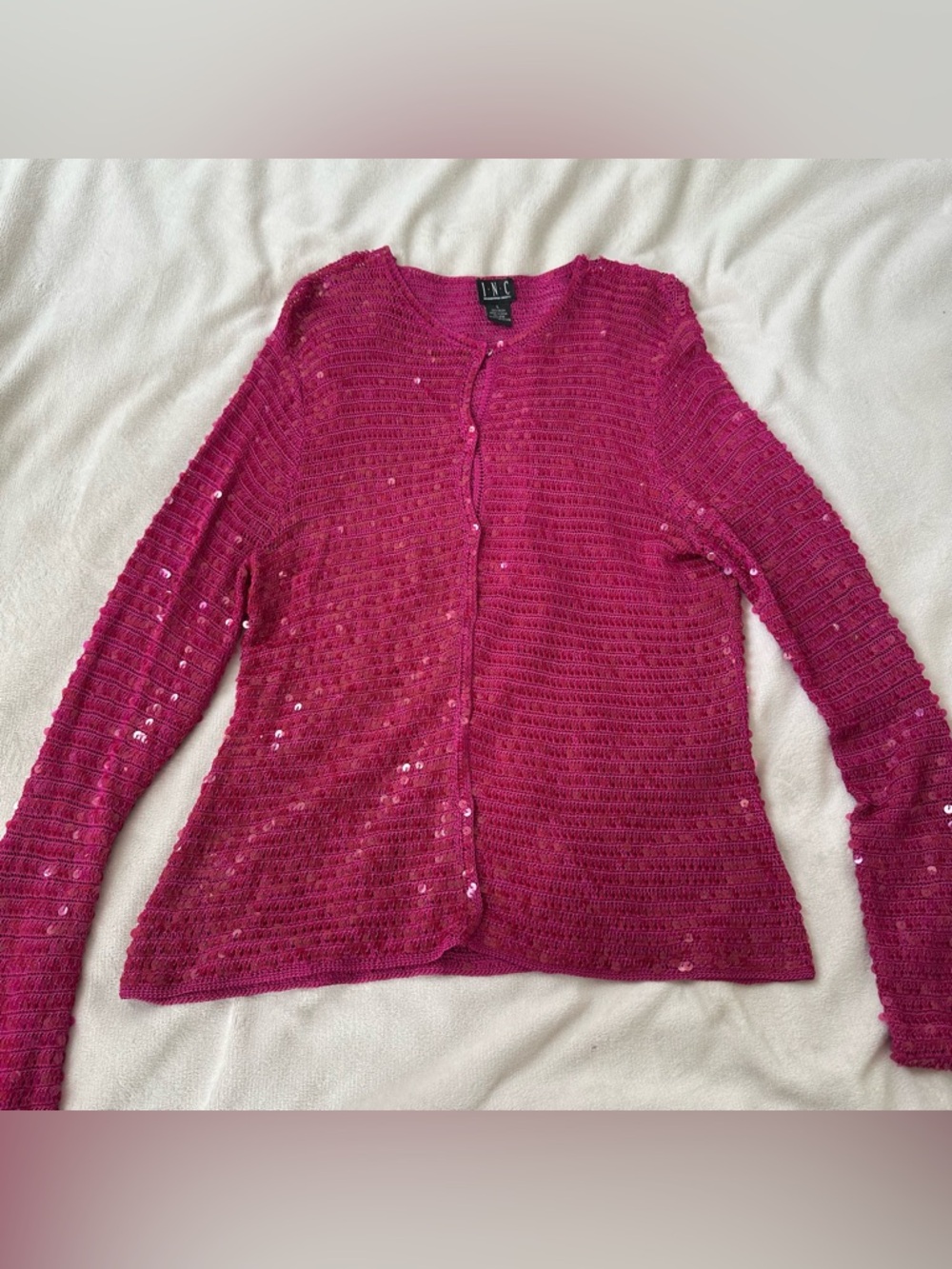 INC Pink Sequin Cardigan